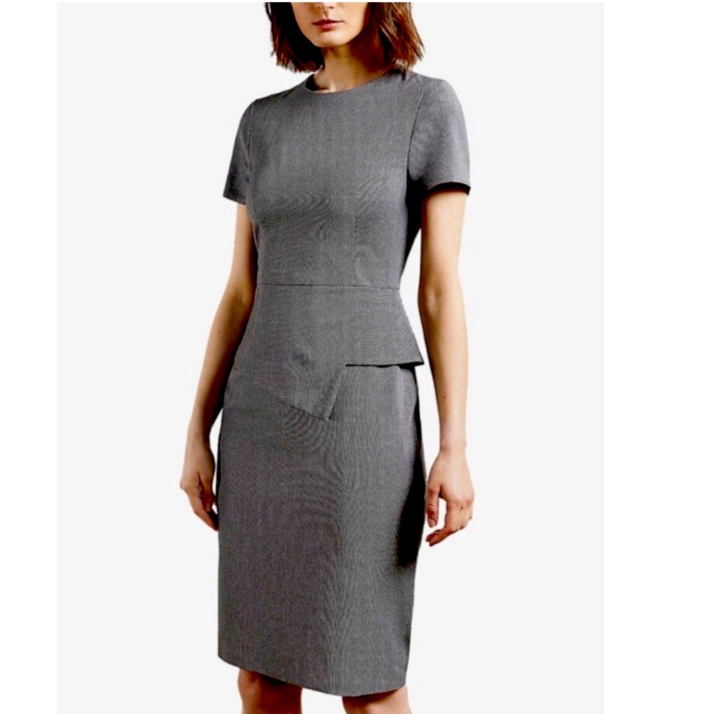 NWT Ted Baker Slimming Gray Janza Tailored Dress, Ted Baker 6 or US 12/14